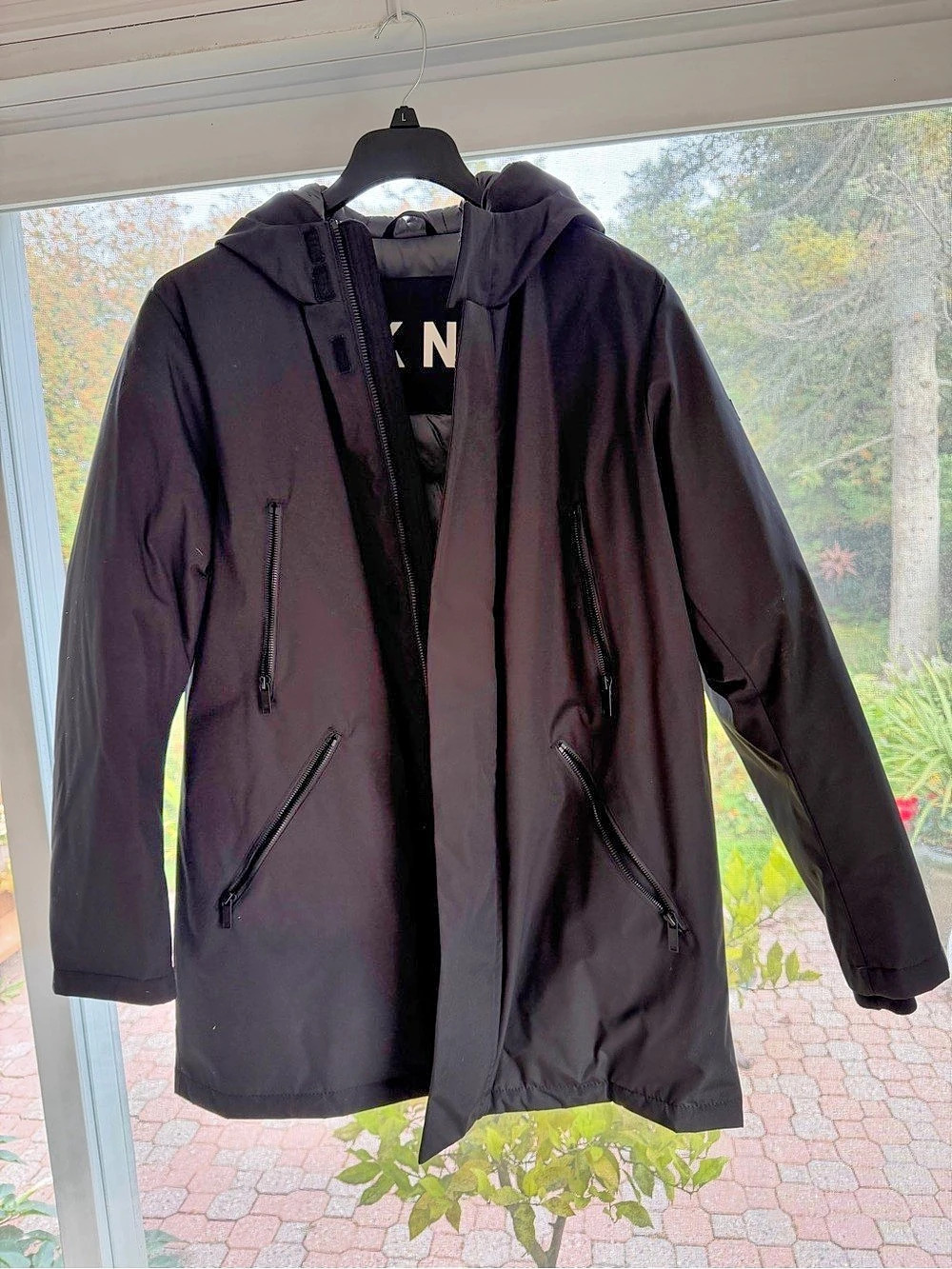 DKNY Black Hooded Puffer Jacket never been worn